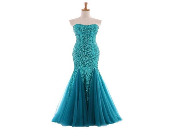 Robe de soirée sirène en Tulle, paillettes scintillantes, décolleté en cœur, longue, nouvelle robe de bal, élégante, 3402602, 2019