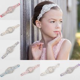 Bling Extensible Élastique Fleur Fille Tête Pièces avec Cristaux Strass Perles Infant Toddler Petite Fille Nouveau-Né Bébé Bandeaux 12 Couleurs