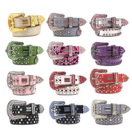 Bling Studded Crystal Fashion Diamond BB Simon Belt Casual Woman Leather Designer For Man Lady Belts Heren Breedte 3,8 cm Rock Luxurys Rhinestone Buckle Punk Belts