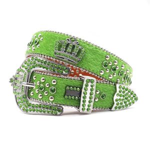 Bling Studded Crystal Fashion Diamond Designer Belt Casual Woman Leather Designer For Man Lady Belts Heren Breedte 3,8 cm Rock Luxurys Rhinestone Buckle Punk Belts