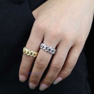 Bling White Cubic Zirconia verharde Miami Cuban Link Chain Ring For Women Hip Hop Engagement Band Trendy Finger Rings For Wedding