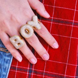 Bague rotative en Zircon scintillant pour hommes, avec pierres latérales, bijoux de doigt rotatifs Hip Hop, cercle cubain