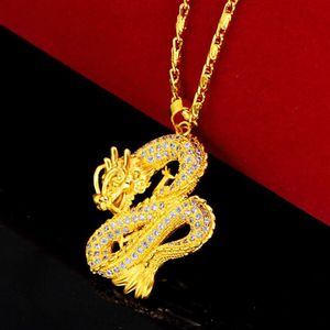 Blingbling Dragon Design pendentif chaîne pavé zircone or jaune filleld classique hommes pendentif collier cadeau 2634