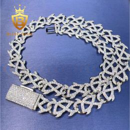 Blingdiam bijoux spécial conception en argent sterling Moisanite Cuban Link Chaîne Femmes personnalisées Collier de chaîne cubaine