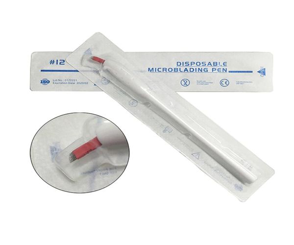 paquete de ampollas blancas trampa de tatuaje de microblading desechable con cuchilla cf u aguja microlading manual agujas de microblade 6206752