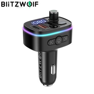 BlitzWolf BW-BC2 transmetteur FM 18W PD QC3.0 USB sans fil voiture RGB lumière LED affichage numérique chargeur compatible bluetooth