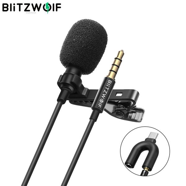 BlitzWolf BW-CM1 Mini 3.5 MM Lavalier Omnidirectionnel Microphone Cardioïde HiFi Son Réduction Du Bruit Mic DJI OSMO Caméra