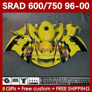 Kit de cuerpo negro amarillo para SUZUKI SRAD GSXR 750 600 CC GSXR600 GSXR750 1996-2000 168No.54 GSX-R750 GSXR-600 1996 1997 1998 1999 2000 600CC 750CC 96 97 98 99 00 MOTO Carenado