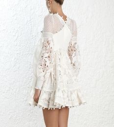 BLLOCUE AUTUMN DESIGNER RUNWAY Self Portrait Puff Sleeve Party Robe Femme Spring White Lace Splicing Hollow Out Beach Min Y2008057977951