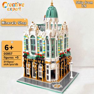 Bloques 00957 3115pcs Creative Expert Moc Minerals Shop Mini Brick Street View Modular House Arquitectura Modelo Bloques de construcción Niños Juguete T221028