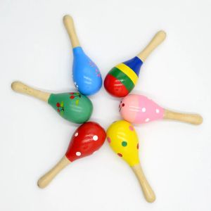 Blocks 1 pcs colorée en bois dessin animé maracas toys orff instruments de musique marteau de sable en bois exercice cloche auditive pour bébé