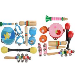 Blokkeert 10 pc's Orff Children's Musical Instrument Set Baby Music Early Education Toys for Boys and Girls Preschool Education Tambourine