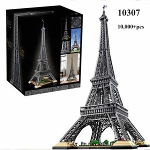 Blokken 10001PCS Eiffeltoren met lichte bouwstenen Speelgoed Kind Verjaardag Kerstcadeaus Compatibel met 10307 10181 17002 230818