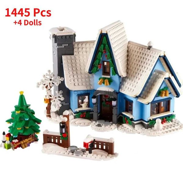 Bloques 10293 íconos Santas Visite Christmas House Model Building Blocks establecidos para adultos juguetes Decoración del hogar con los regalos festivos del árbol de Navidad 240120