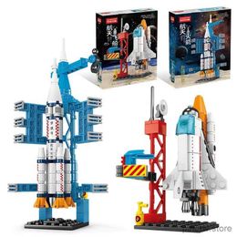 Bloques 107 Uds. Bloques de construcción DIY, cohete espacial, centro de lanzamiento, Base, modelo de rompecabezas, ensamblaje de ladrillos, conjunto pequeño, juguete educativo para niños