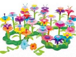 Blokken 109pcs Creative Educational Flower Arrangement Toys Kleurrijke onderling verbonden bouw Garden Game For Girls Gift 230520