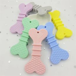 Bloques 10pcs bebé silicona teether perro hueso encantador teher dibujos animados colgante retorcido carcasa de bricol