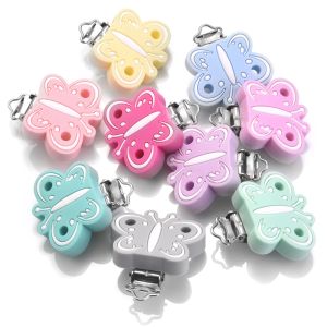 Bloques 10pcs clip de silicona dibujos animados mariposa baby baby clip bricol