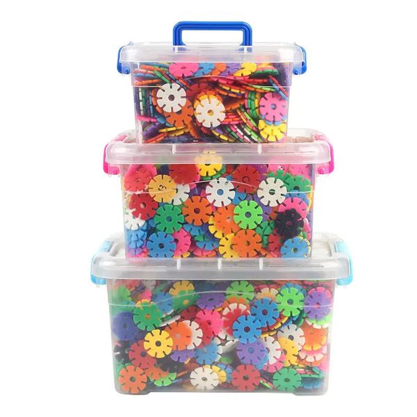 Blocs 1200 pièces enfants 3D Puzzle en plastique flocon de neige interconnectant bâtiment Construction jouets maternelle bébé jeu jouet 231114