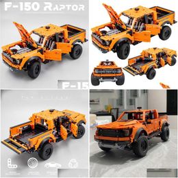 Bloques 1379 unids técnico Ford F150 Raptor Truck Car Building 42126 Pick Up Moc Assemble Brick Vehicle Toy Gift para Kid Boy Drop Deliv DHR4F