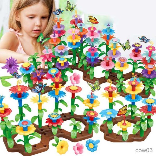 Bloques 148 juguetes de construcción de jardín de flores para niñas de 5 años de edad juego de apilamiento de interior juego de simulación para regalos de juguetes para niños pequeños R230718
