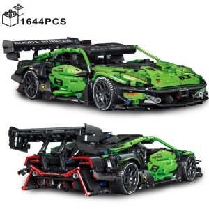 Blocs 1644pcs techniques Green Super Speed Lamborghinis Sport Car Model Building Buildings Famous Vehicle Assemble Bricks Toys for Adult