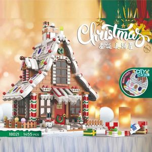 Blokken 18021 vs 18022 Architectuur Merry Christmas House Santa Claus Gingerbread Tree Building Bricks speelgoed voor kinderen Gift 231114