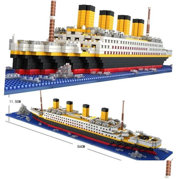 Bloques 1860 Unids Mini Modelo Titanic Crucero Barco Diy Diamond Building Bricks Kit Niños Juguetes para Niños Precio de Venta Entrega de Gota Regalos Dhyva