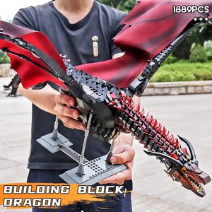 Bloques 1889 Uds MOC dragón gigante volador bloques de construcción modelo serie de películas montaje ladrillos juguetes educativos para niños regalos y231110