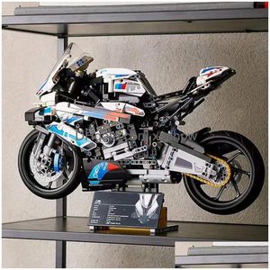 Blokken 1920 stks Technische Super Speed M 1000Rr Motorfiets Moc Bouwsteen Compatibel 42130 Motor Model Voertuig Bakstenen Speelgoed Gi Dh4Ox hoogste versie.