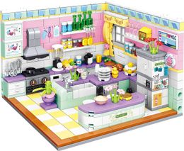 Blocs 194 morceaux de construction urbaine Set Friends Home Bedroom Kitchen Modèle 3-en-1 Déformant Brinquedos Girls Education Toy H240522