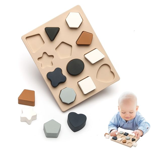 Blocs 1Set Bébé Silicone Montessori Jouets Geomet Jigsaw Puzzle Imbriqué Jouets Empilables Sans BPA Préscolaire Jeux Éducatifs Enfants Cadeaux 230224