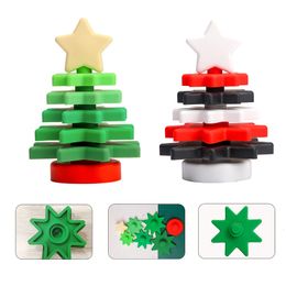 1 Juego de bloques de juguete apilable de silicona, un árbol de Navidad gratis, construcción suave, regalo educativo para la dentición, 230213