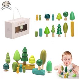 Blocs 1 ensemble en bois naturel Simulation arbre jouets pour enfants Montessori jeu jouet éducatif bébé chambre décoration cadeaux 230303