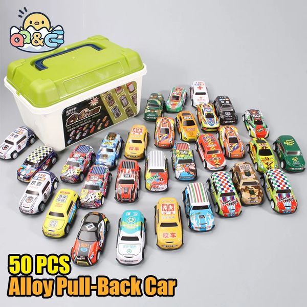 Blocs 20 50pcs / set mini voiture ensemble inertie tirer pour garçons en plastique modèle de véhicule collection jouets cadeau d'anniversaire enfants enfant en bas âge 231115