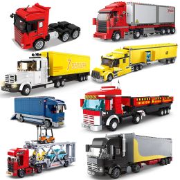 Blocs 2022 City Speed Formula Transporter Bricks Big Cargo Tamis Blocs Building Car Figures Set Vehicle Model Childrens Toys Gift