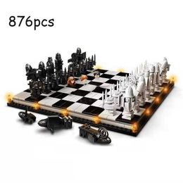 Blokken 2022 Nieuwe producten compatibel met bouwstenen Harry -serie Hogwarts Wizard Magic Chessboard Assembled Building Blocks Toys C