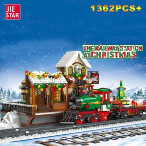 Blocs 2023 Creative Christmas Gare Station de pays architectural Blocs Buildings Bricks Model Model Assembly Toys for Kids Holiday Gift