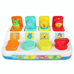 Blocs 2023 Interactive Pop up Animal Toy Switch Box Button Baby Intelligence Push Doll Learning Développer Jouets Jeu Cadeau 230520