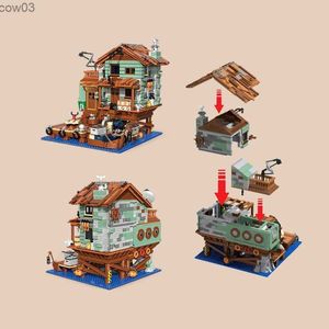 Bloques 2100PCS Fisherman's Wharf Building Block Tree House Modelo Seaside Street View Barco Transporte Juguetes Niños Regalos de Navidad R231020