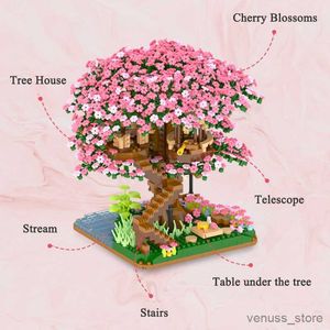Blocs 2138pcs rose fleur de cerisier modèle bloc de construction miniature cerisier maison assemblage brique enfants cadeau de noël fille jouet R230701
