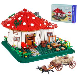 Blocs 2233 pièces conte de fées champignon maison blocs de construction MOC Village Architecture Micro Mini assembler des briques fille enfants cadeaux d'anniversaire 230729