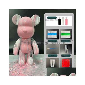 Bloques 23 cm Fluid Violence Bear Set Hecho a mano DIY Iti Bearbrick Estatua Manual Padre-Hijo Juguete Pintado Violent Scpture T220730 Drop Del Dhqae