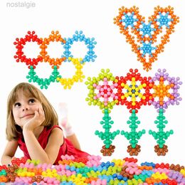Blocs 290 pièces de blocs de construction de fleur de prunier tranches de flocon de neige rotatives 3D épissage 3D jouets de bricolage en plastique pour Puzzle éducation précoce 240401