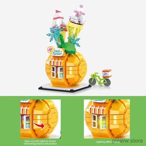 Blocs 307 pièces ville LED lumières fruits maison série blocs de construction amis pêche cocotier maison Architecture briques jouets pour les enfants