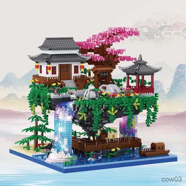 Blocs 3320 Pcs Architecture Chinoise Micro Blocs De Construction Maison Cascade Arbre DIY Diamant Briques avec Lumière Jouets pour Enfants Cadeaux R230718