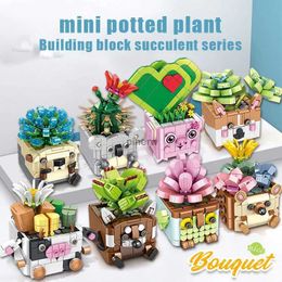 Blokken 341 stks Cactus Succulent Bouwstenen Huis Tuin Decoratie Planten DIY Bonsai Bouwstenen Speelgoed voor Kinderen Verjaardagscadeaus