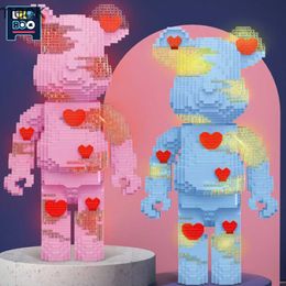 Blokken 3470 stcs Bearbrick Microdeeltjes Love Bear Nano Bouwstenen MOC Mini Dieren Model Micro Diamond Bricks Toys voor kinderen