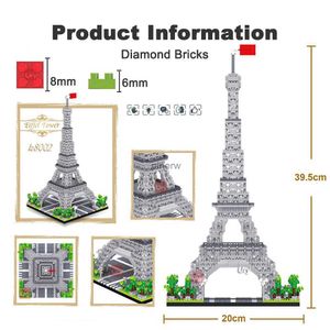 Blocs 3585 pièces modèle d'architecture mondiale Paris tour Eiffel ville Micro Construction diamant blocs de Construction bricolage jouets pour enfants cadeaux