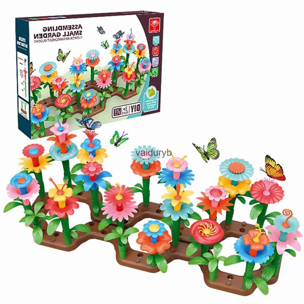 Blocs 38/76/148 pièces/ensemble bricolage éducatif arrangement de fleurs jouets créatifs colorés blocs d'interconnexion construction jardin jeu pour les fillesvaiduryb